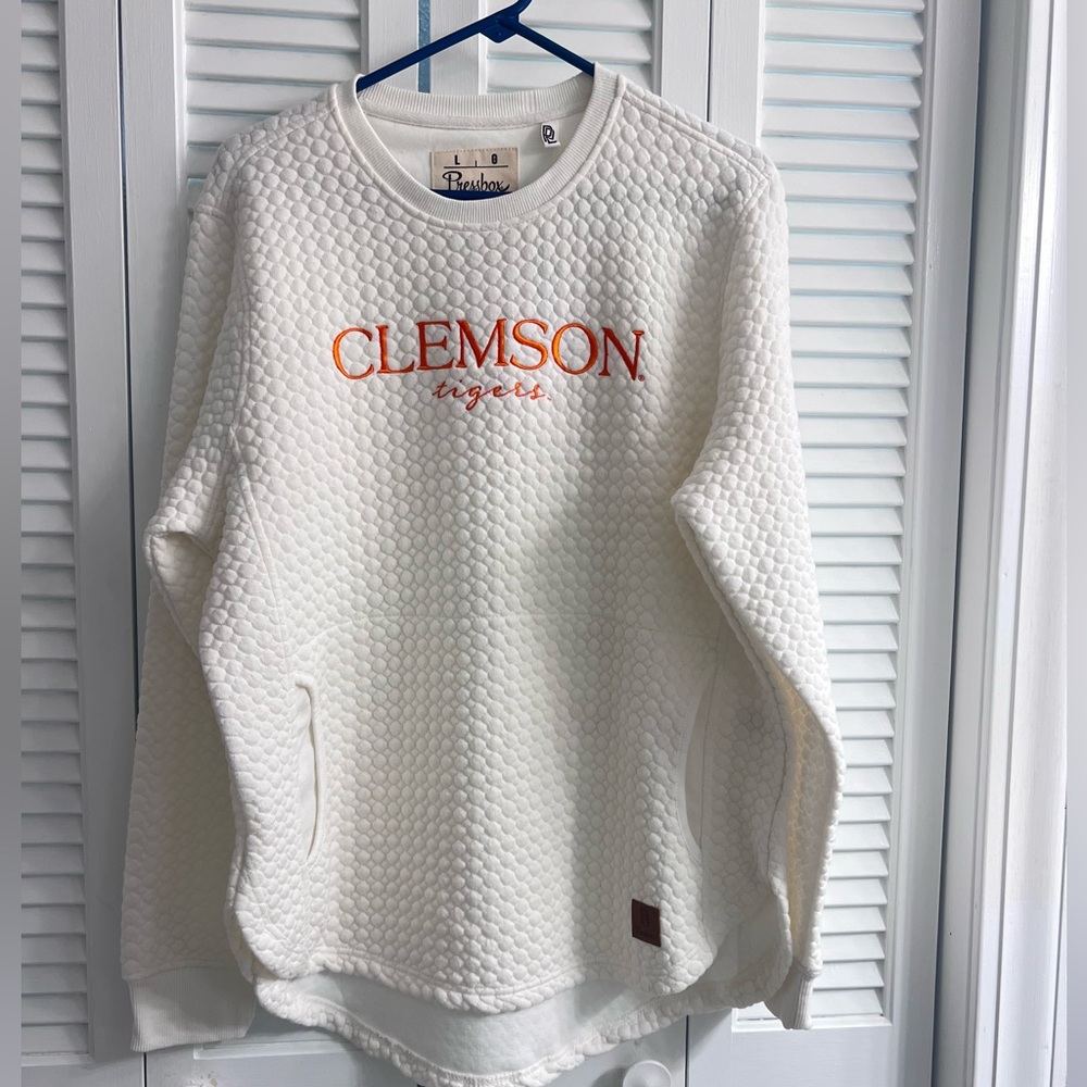 Clemson cream quilted sweatshirt by Pressbox